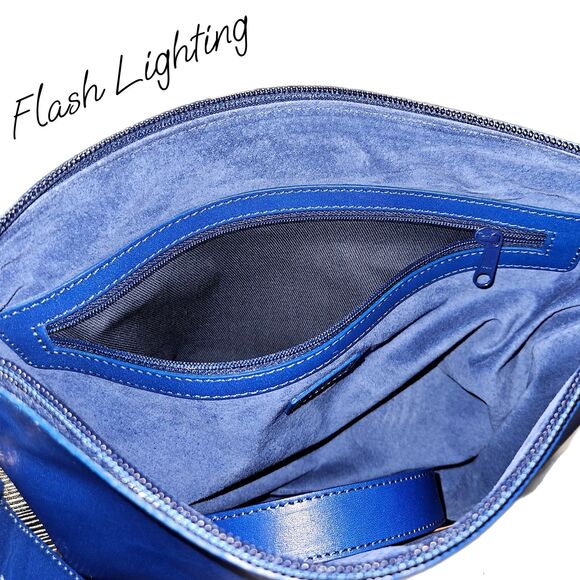 Hirofu | Royal Blue Smooth Leather Two-Way Convertible Tote & Shoulder Bag, VGUC - Picture 9 of 10